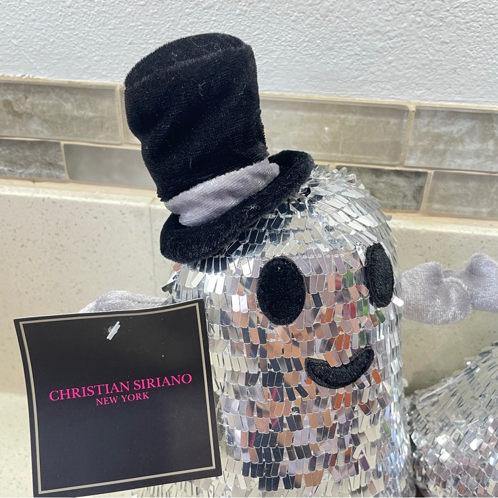NEW Christian Siriano Silver Sequin Ghost Plush Set Holding Hands NWT - Picture 2 of 4